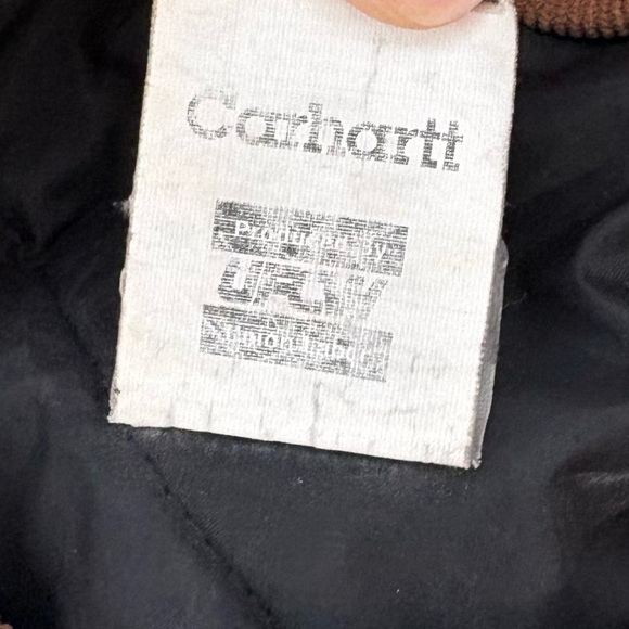 Vintage Carhartt Sz 44 Tan Corduroy Collar Canvas Insulated Work Jacket Workwear - Picture 5 of 15